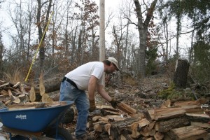 Dale stacking wood