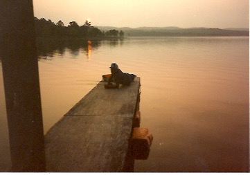 Dale fishing on our dock at White Wing
